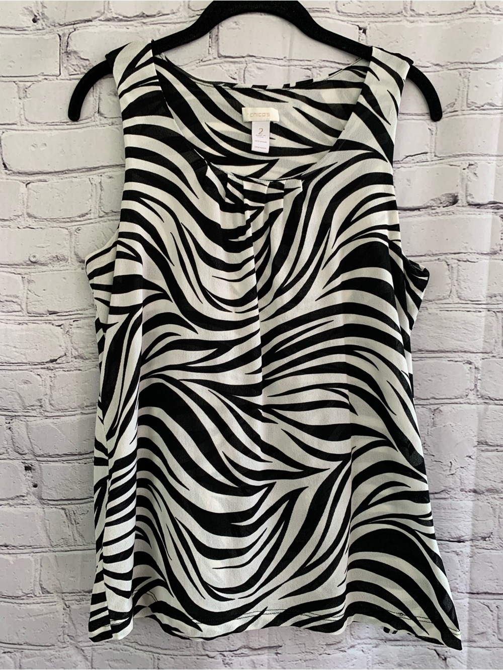 Chico's Black and White Zebra-Print Sleeveless Tank Top